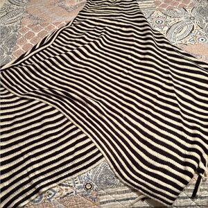 Gorgeous Cowl neck Striped sweaters poncho